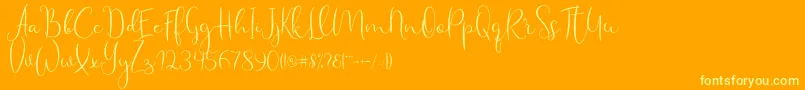 Haertbel Script Font – Yellow Fonts on Orange Background