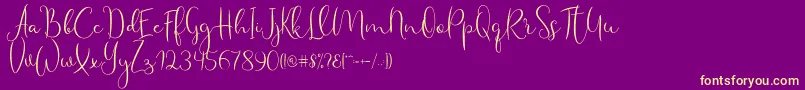 Haertbel Script Font – Yellow Fonts on Purple Background