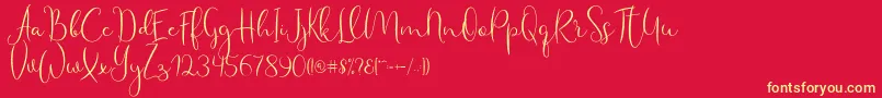Haertbel Script Font – Yellow Fonts on Red Background