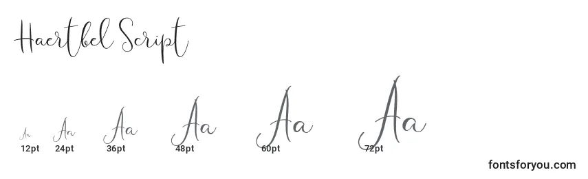 Haertbel Script (128830) Font Sizes