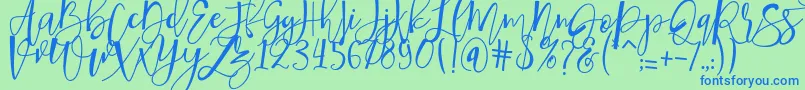 hafizan script Font – Blue Fonts on Green Background