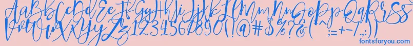 hafizan script-Schriftart – Blaue Schriften auf rosa Hintergrund