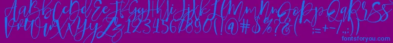hafizan script Font – Blue Fonts on Purple Background