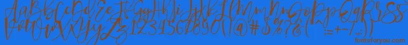 Fonte hafizan script – fontes marrons em um fundo azul