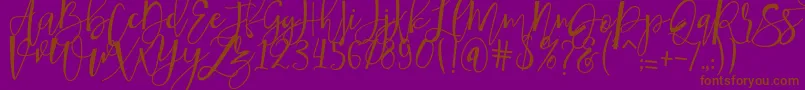 Fonte hafizan script – fontes marrons em um fundo roxo