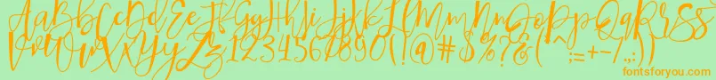 hafizan script Font – Orange Fonts on Green Background