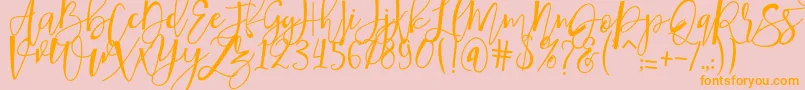 Fonte hafizan script – fontes laranjas em um fundo rosa