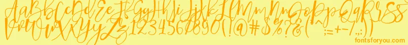 hafizan script-Schriftart – Orangefarbene Schriften auf gelbem Hintergrund