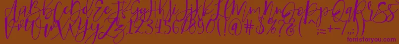 hafizan script-Schriftart – Violette Schriften auf braunem Hintergrund