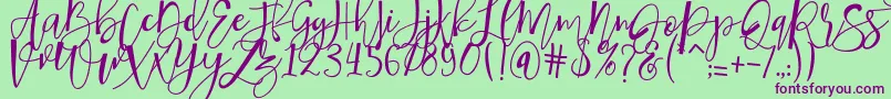 hafizan script Font – Purple Fonts on Green Background