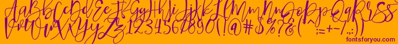 hafizan script-Schriftart – Violette Schriften auf orangefarbenem Hintergrund