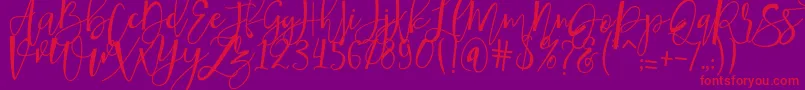 hafizan script Font – Red Fonts on Purple Background