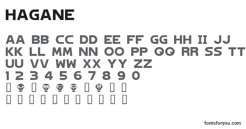 Schriftart HAGANE   (128832) – Alphabet, Zahlen, spezielle Symbole