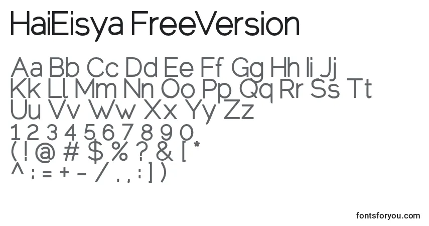 Schriftart HaiEisya FreeVersion – Alphabet, Zahlen, spezielle Symbole