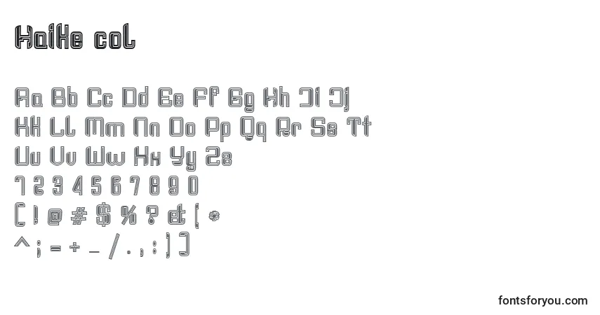 Czcionka Haike col – alfabet, cyfry, specjalne znaki
