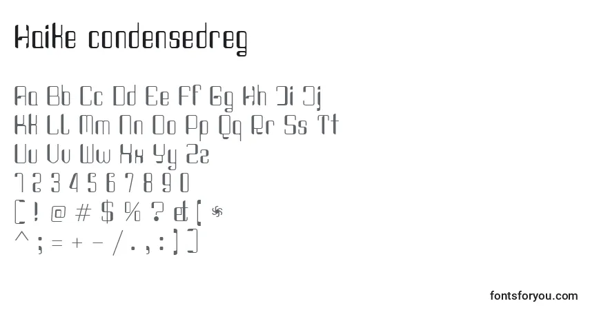 Czcionka Haike condensedreg – alfabet, cyfry, specjalne znaki