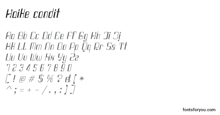 Czcionka Haike condit – alfabet, cyfry, specjalne znaki