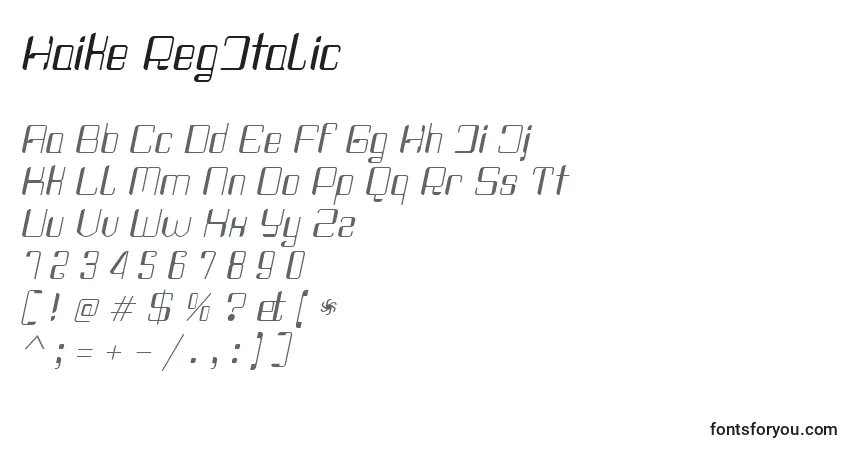 Шрифт Haike RegItalic – алфавит, цифры, специальные символы