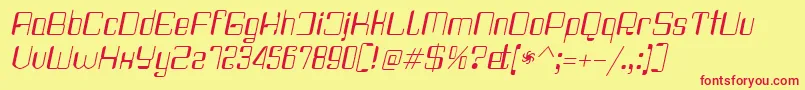 Haike RegItalic-fontti – punaiset fontit keltaisella taustalla