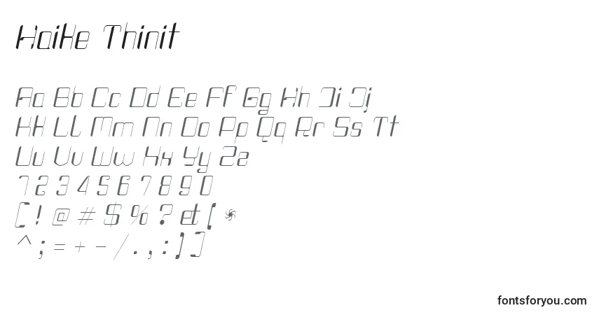 A fonte Haike Thinit – alfabeto, números, caracteres especiais