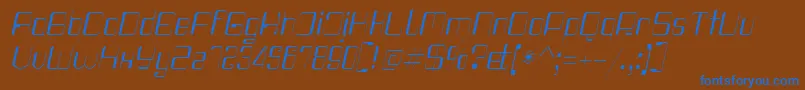 フォントHaike Thinit – 茶色の背景に青い文字