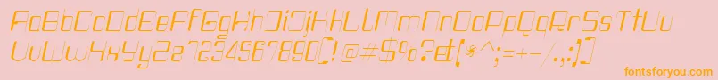 フォントHaike Thinit – オレンジの文字がピンクの背景にあります。