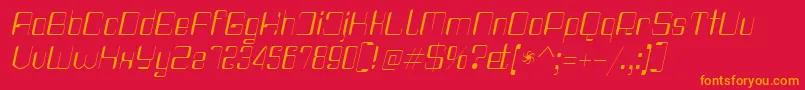 フォントHaike Thinit – 赤い背景にオレンジの文字