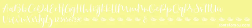 Hailluna-Schriftart – Weiße Schriften auf gelbem Hintergrund