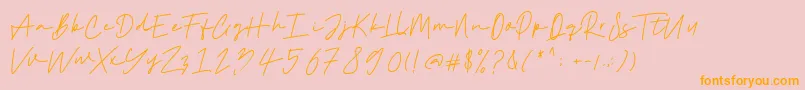 Haklam-Schriftart – Orangefarbene Schriften auf rosa Hintergrund