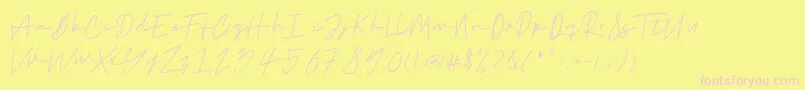Haklam-Schriftart – Rosa Schriften auf gelbem Hintergrund