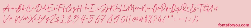 Haklam-Schriftart – Rote Schriften auf rosa Hintergrund