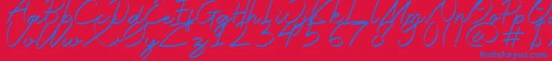 Halana-Schriftart – Blaue Schriften auf rotem Hintergrund
