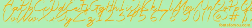 Halana-Schriftart – Orangefarbene Schriften auf grünem Hintergrund