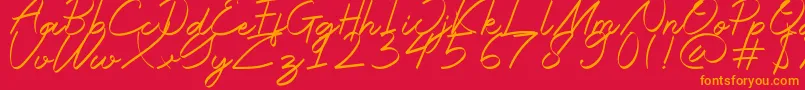 Halana Font – Orange Fonts on Red Background