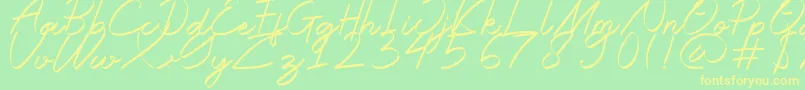 Halana Font – Yellow Fonts on Green Background