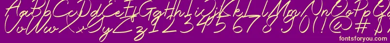 Halana Font – Yellow Fonts on Purple Background