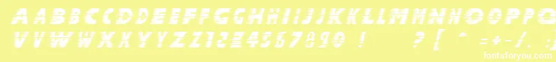 HALCIT  -fontti – valkoiset fontit keltaisella taustalla