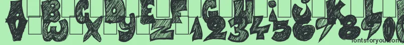 Half Price 4 You-Schriftart – Schwarze Schriften auf grünem Hintergrund