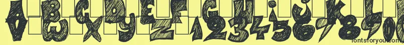 Half Price 4 You-Schriftart – Schwarze Schriften auf gelbem Hintergrund