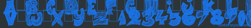Half Price 4 You-Schriftart – Blaue Schriften auf schwarzem Hintergrund