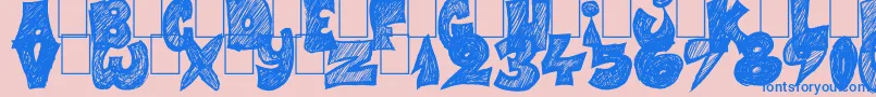 フォントHalf Price 4 You – ピンクの背景に青い文字