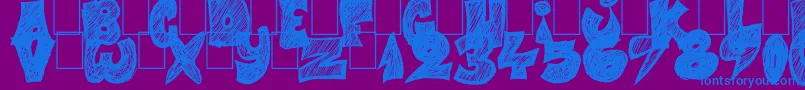 Half Price 4 You-Schriftart – Blaue Schriften auf violettem Hintergrund