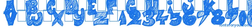 Half Price 4 You-Schriftart – Blaue Schriften auf weißem Hintergrund