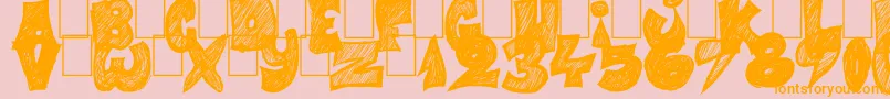 Half Price 4 You-Schriftart – Orangefarbene Schriften auf rosa Hintergrund