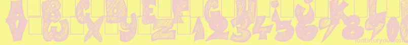 Half Price 4 You-fontti – vaaleanpunaiset fontit keltaisella taustalla