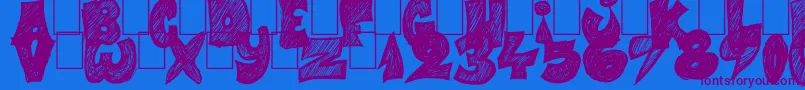 フォントHalf Price 4 You – 紫色のフォント、青い背景