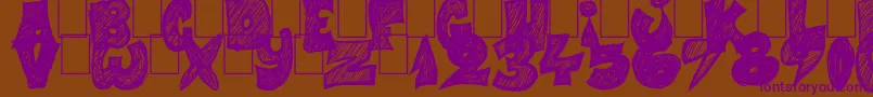 Half Price 4 You-Schriftart – Violette Schriften auf braunem Hintergrund