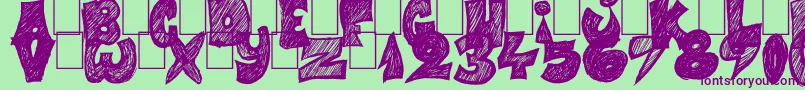 Half Price 4 You-Schriftart – Violette Schriften auf grünem Hintergrund