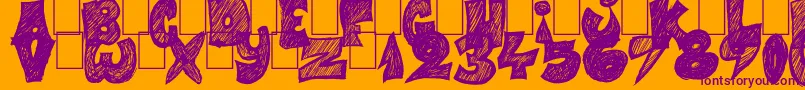 Half Price 4 You-Schriftart – Violette Schriften auf orangefarbenem Hintergrund