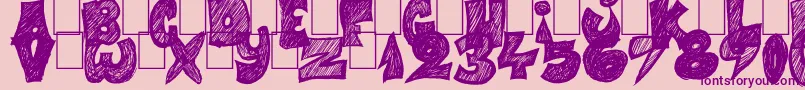フォントHalf Price 4 You – ピンクの背景に紫のフォント